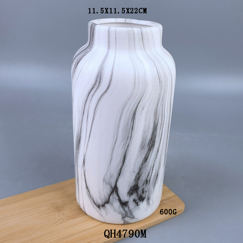 Jarrón de cerámica minimalista moderno, flor seca de boca ancha de color Morandi, flor, mesa, decoración de flores de estilo romano