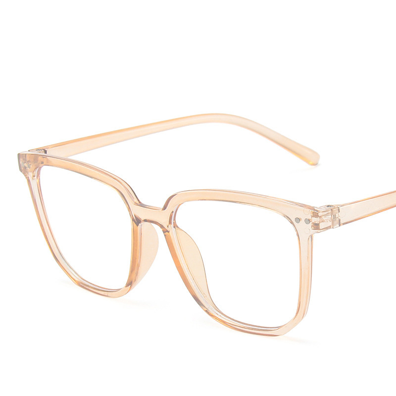 Nuevas gafas lisas cara-mirando gafas pequeñas marco beige uñas gafas transparentes marco de las mujeres gafas de miopía lisas anti-luz azul