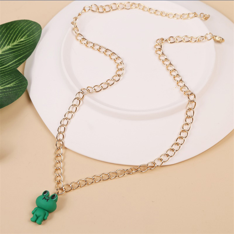 Collier En Métal Pendentif Grenouille En Résine Bohème display picture 3