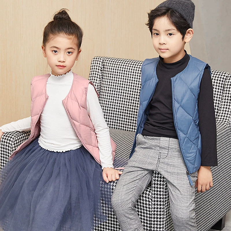 [Зазор сломанного размера] Детский осенне-зимний пуховик-жилет для мальчиков и девочек Легкий теплый жилет 90 Белая утка