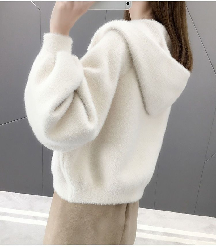 Coat for women trendy autumn and winter 2023 Korean style new all-matching very fairy faux mink long sleeve top loose knitted cardigan