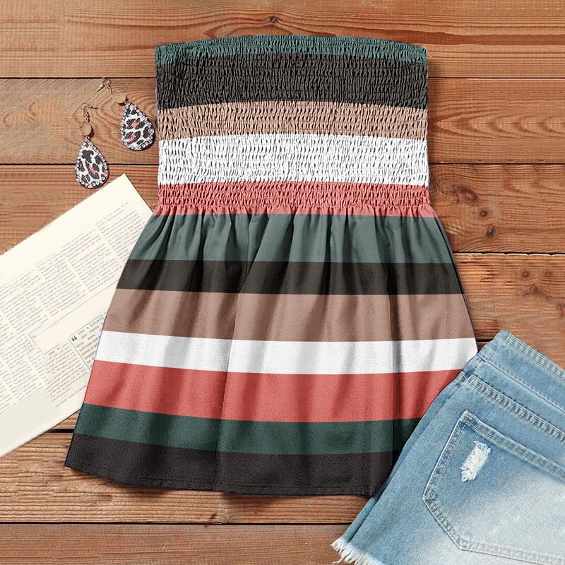 Amazon's Hot-Selling Women's New Summer T-Shirt, Fashionable and Sexy Backless Elastic Band Printed Chest Wrap to Look Slimmer Amazon's Hot-Selling Women's New Summer T-Shirt, Fashionable and Sexy Backless Elastic Band Printed Chest Wrap to Look Slimmer