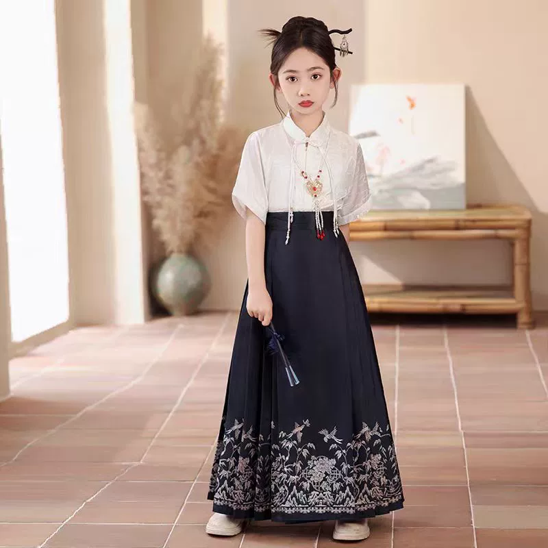 Юбка, комплект, детский элит Hanfu, осень, китайский стиль