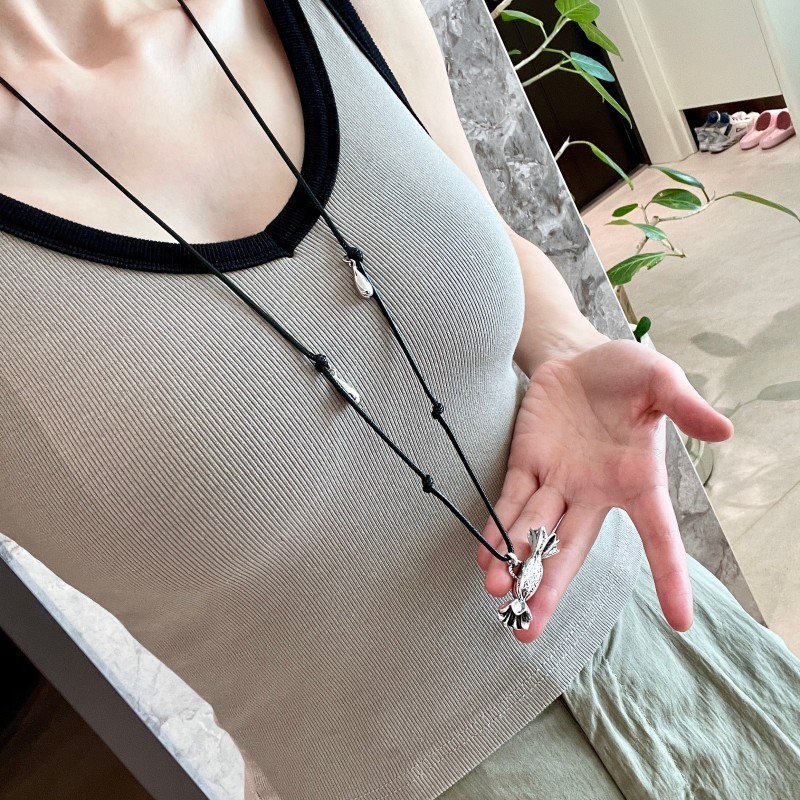 银色肌理感糖果项链女2025新款高级感水滴毛衣链小众设计时尚配饰|undefined