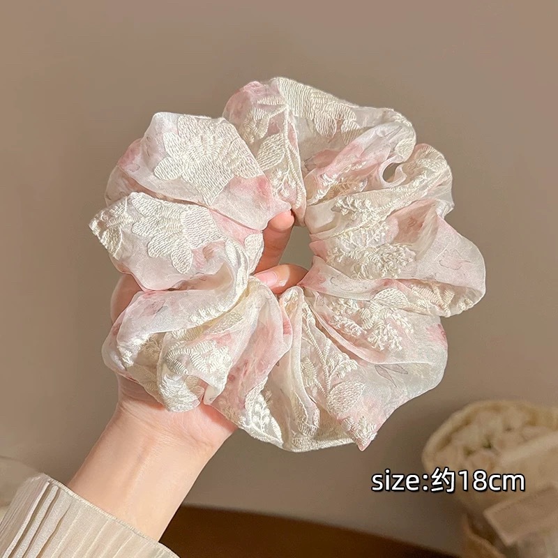 89# sweet pink and white gradient mesh embroidery about 16cm