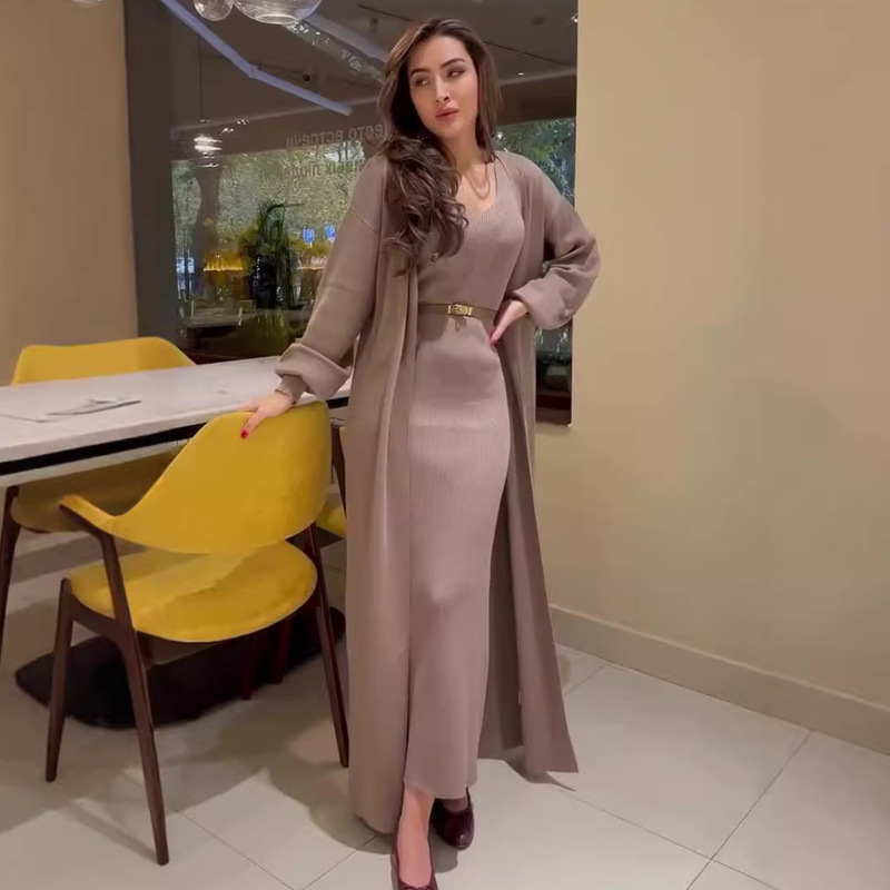 Autumn 2024 New European and American Amazon Cross-border Fashion Solid Color Long Sweater dress Elegant suit Women Autumn 2024 New European and American Amazon Cross-border Fashion Solid Color Long Sweater dress Elegant suit Women