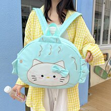 2024新款可爱猫咪背包女大容量卡通斜挎包时尚学生书包休闲双肩包