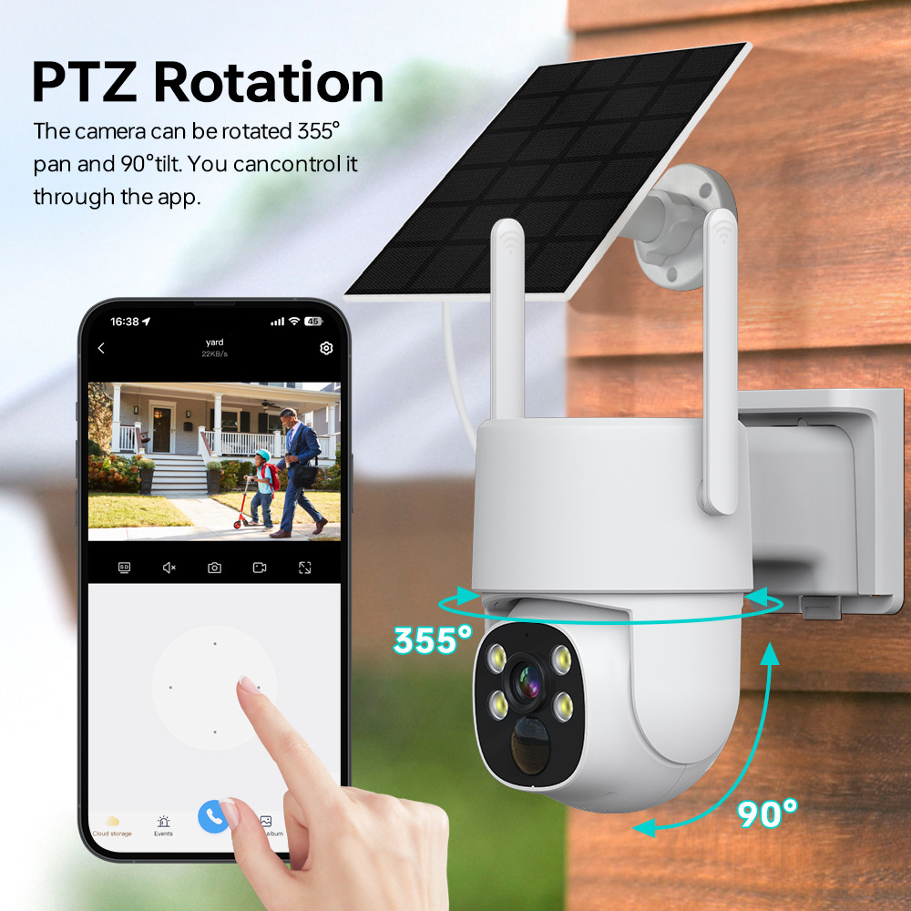 Yisiyun Gözetleme Seti Kablosuz 4MP Outdoor Düşük Güç Tüketimi Güneş Enerjili Gözetleme Kamerası Seti NVR Kit