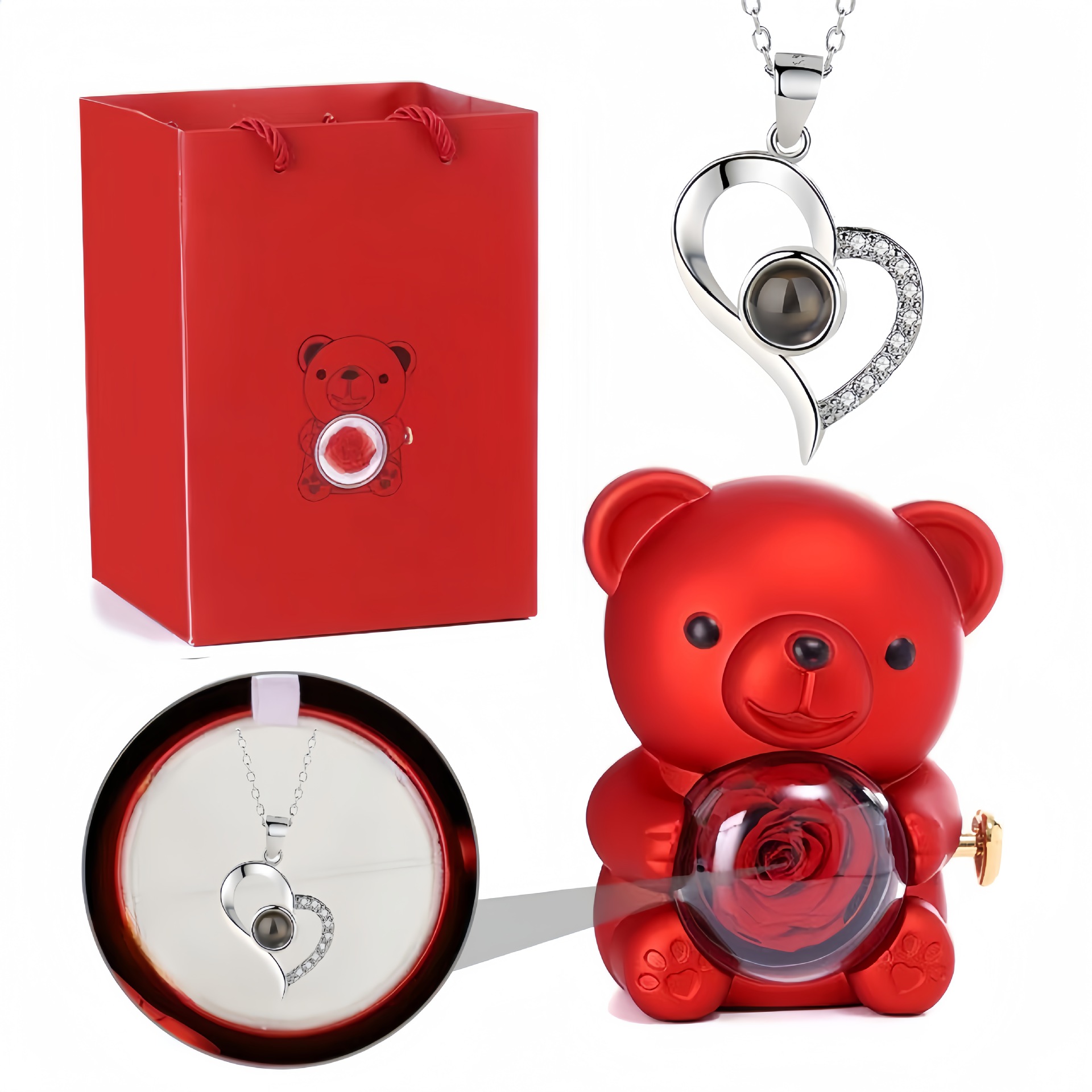 Platinum red gift box, with little bears