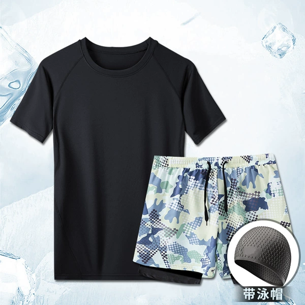 Camouflage set for swimming, beach swimming cap, 3 piece set