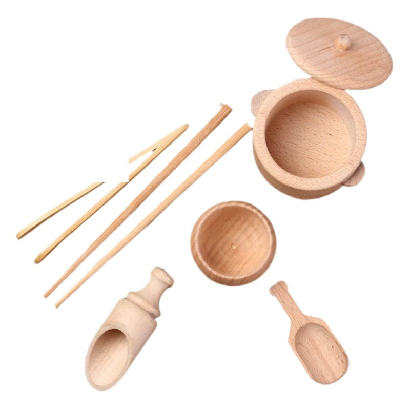 Uplove sensorial para niños Montessori juguete de madera vajilla traje cuchara palillos capacidad práctica entrenamiento cerebral