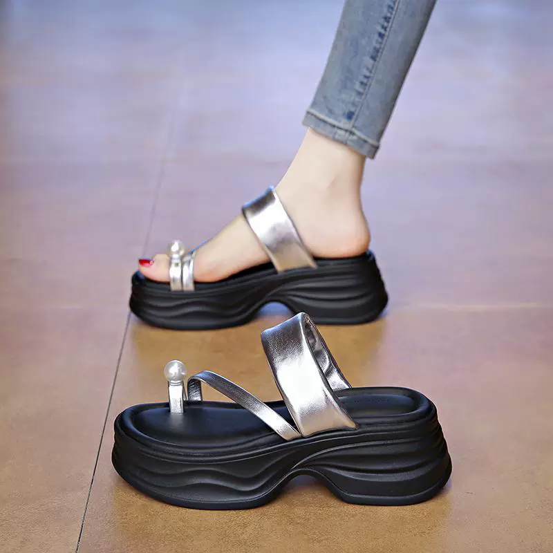 Модные летние босоножки-слипоны на толстой подошве в римском стиле, универсальные, простые женские тапочки