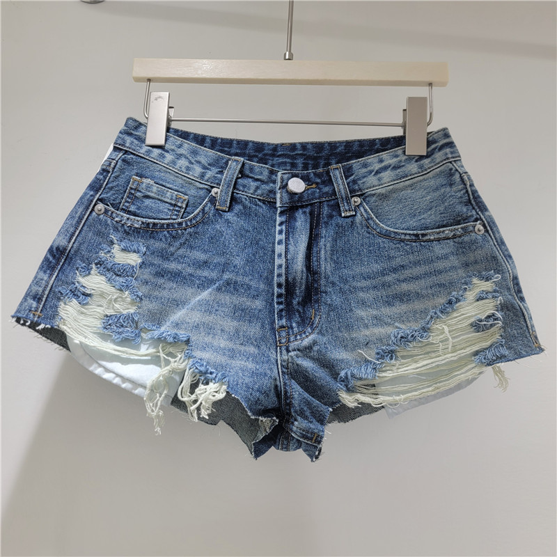Pantalones Cortos de Mezclilla de Talle Alto con Desgastado para Verano