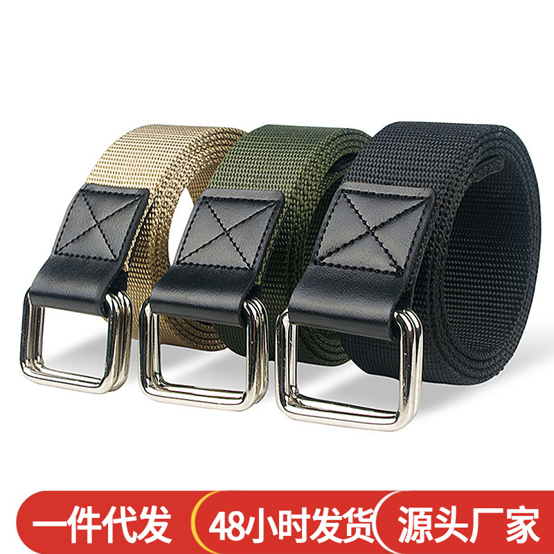 经典双环帆布皮带腰带男士韩版青少年休闲运动新款批发学生