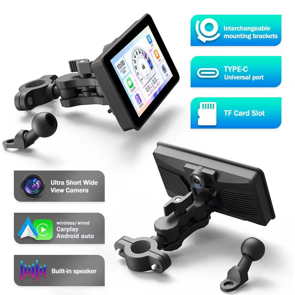 7 inch motorcycle driving recorder front 2K dual recording wireless carplay2W speaker portable navigator