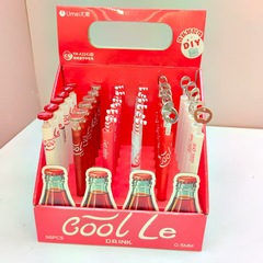 新款尤美创意Cool LE汽水扭扭出芯中性黑笔饮料造型学生签字黑笔