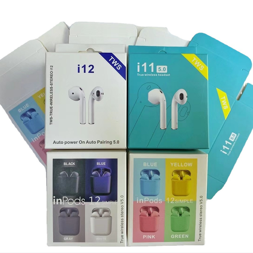 迷你TWS蓝牙耳机小包装盒i12i11马卡龙带挂钩中性折叠pro4纸盒包