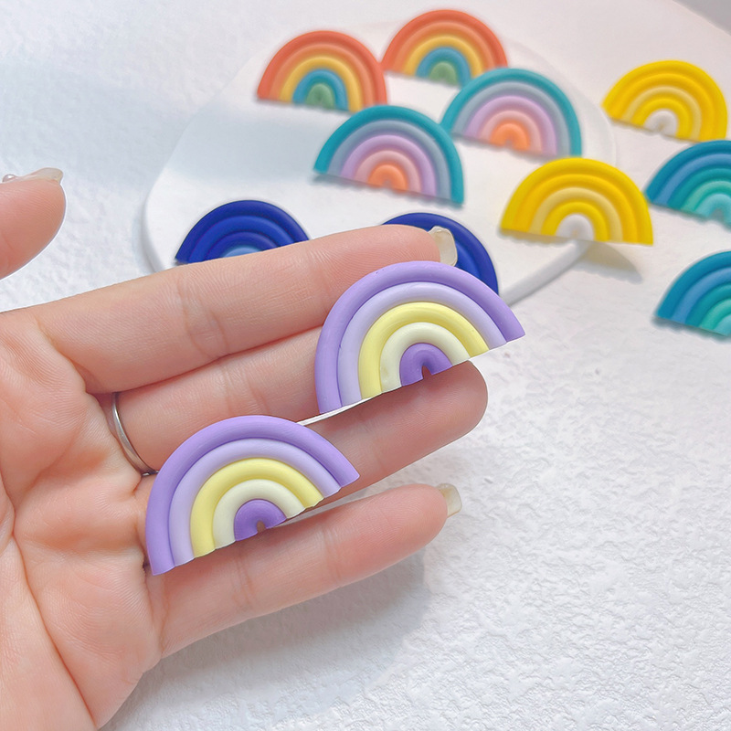 1 Pair Fashion Rainbow soft clay Womenu0027S Ear Studs