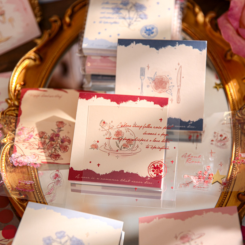 Mr. Paper Three-Pack Sticky Notes Rose Hand Notes Wishing Rose Theme Gift Stickers Sticky Notes Office Notes