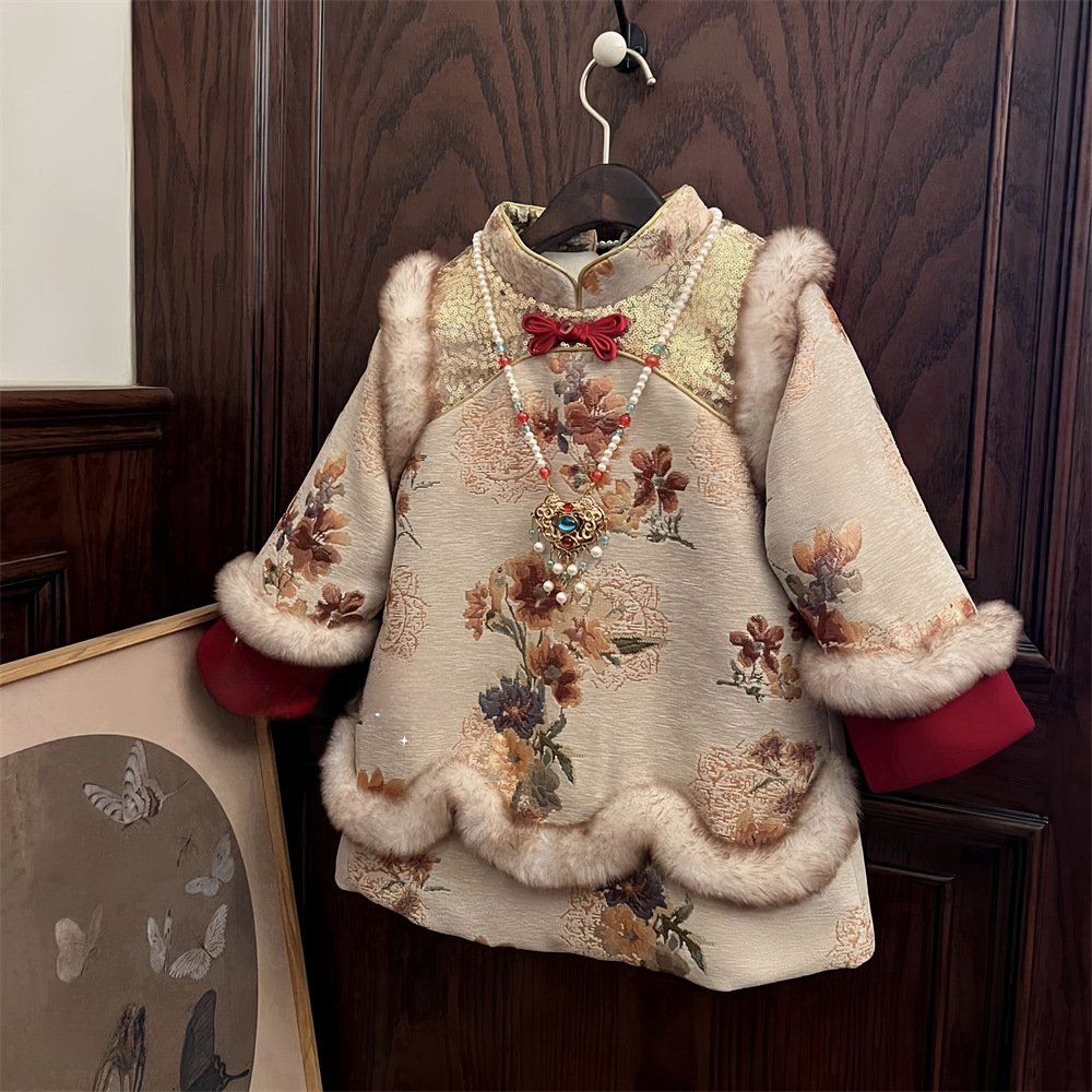 Vestido de Año Nuevo para Siete Niñas de Limón Salado Invierno más terciopelo Nuevo estilo nacional para niños Traje Tang Ropa de Año Nuevo para bebés image 2