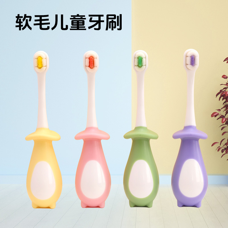 Douyin's Popular Kidsren's Toothbrush 0-3-12 Years Old Soft-Bristled Small-Head Toothbrush Anti-Slip Handle Ten Thousand Hair Baby Training Toothbrush