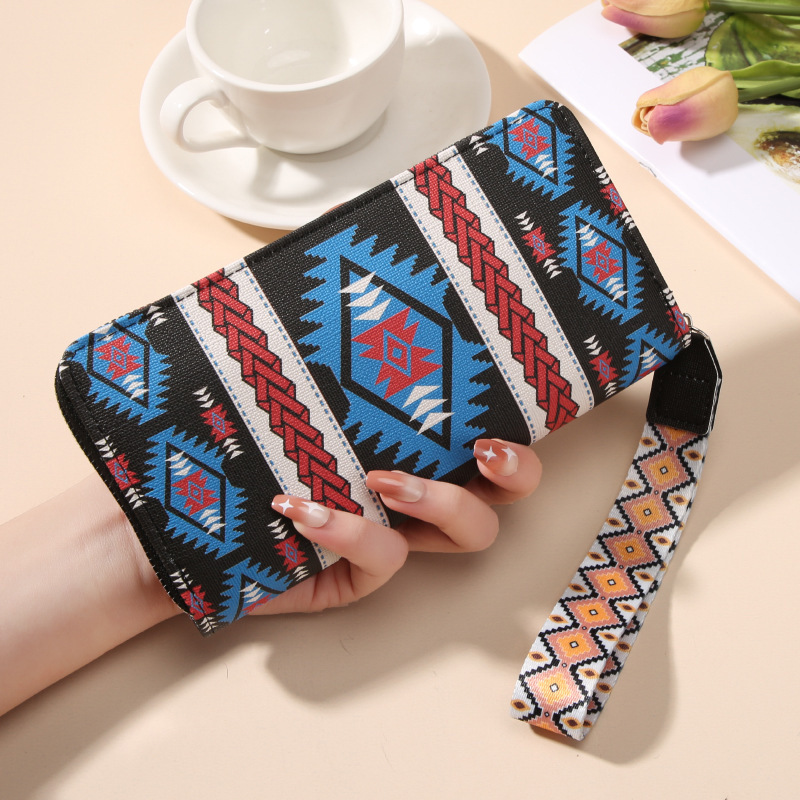 Factory Direct Sales of Secret Text Cross-Border Hot-Selling Bohemian Style Printed Fashion Retro Wallet Wrist Bag