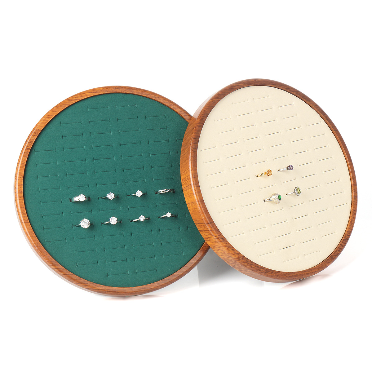 New Wood Grain Jewelry Box Ring Display Stand Round Earring Accessories Display Showroom Storage Tray