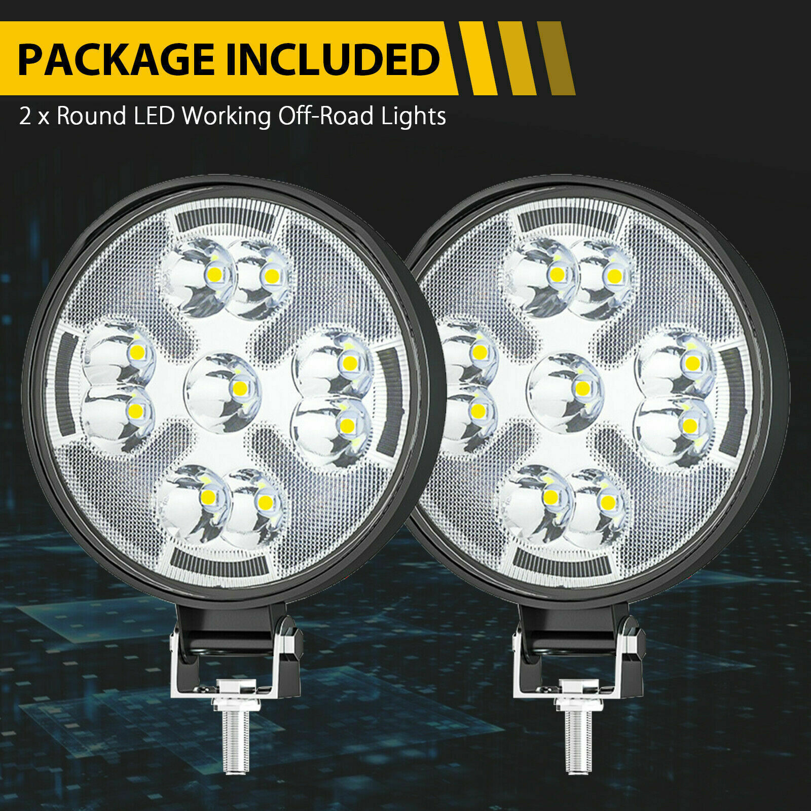 Transfronterizos para automóviles LED 27W redondo 4WD lámpara de trabajo de automóviles de modificación de luces auxiliares fuera de carretera 4 pulgadas