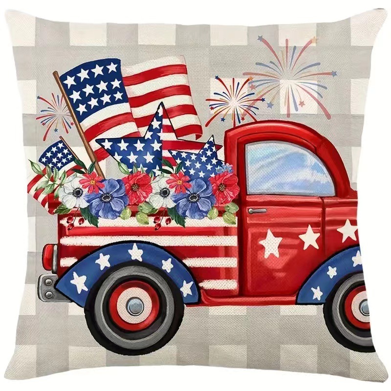 2024 nueva serie de funda de almohada del día de la independencia lino estilo americano funda de almohada cuadrada decoración de atmósfera de vacaciones image 33