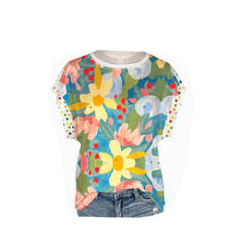 跨境2023独立站wish欧美新款花卉动物绘画印花短袖T恤女上衣