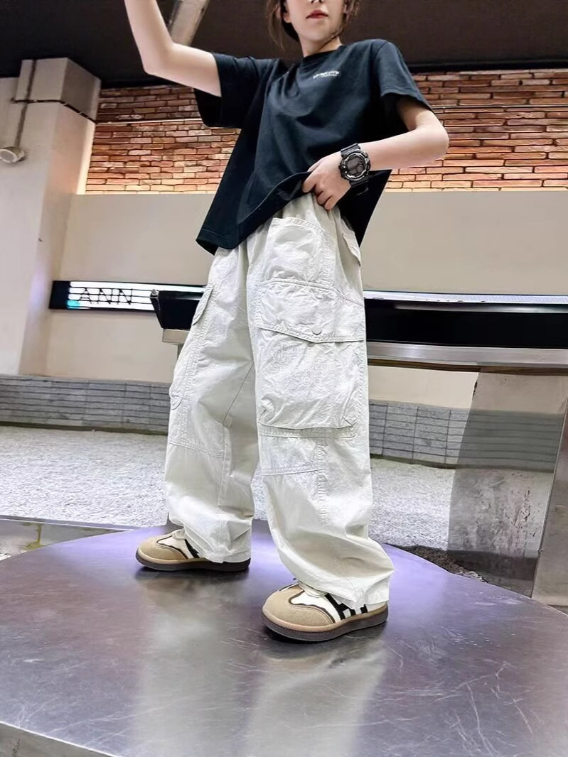 男童夏季薄款速干工装裤2025新款宽松长裤中大儿童春夏痞帅裤子潮
