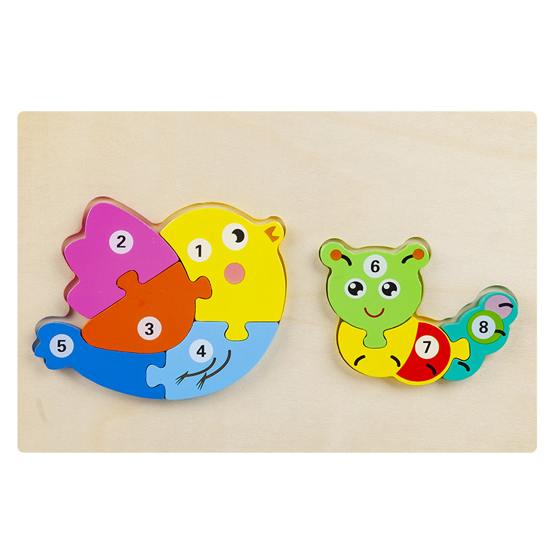 Transfronterizos niños cadena alimentaria rompecabezas tridimensional placa de emparejamiento de juguetes de madera de educación temprana al por mayor image 10