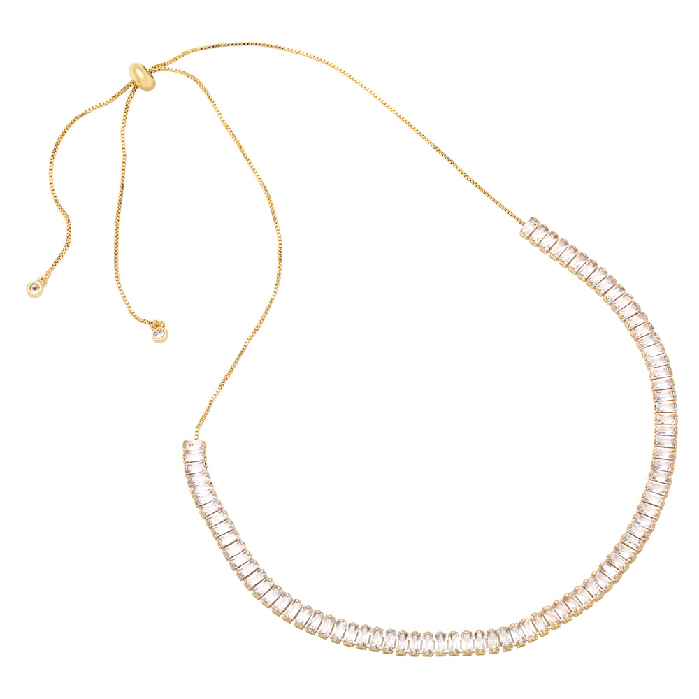 Fashion Square Copper Necklace Inlay Zircon Copper Necklaces