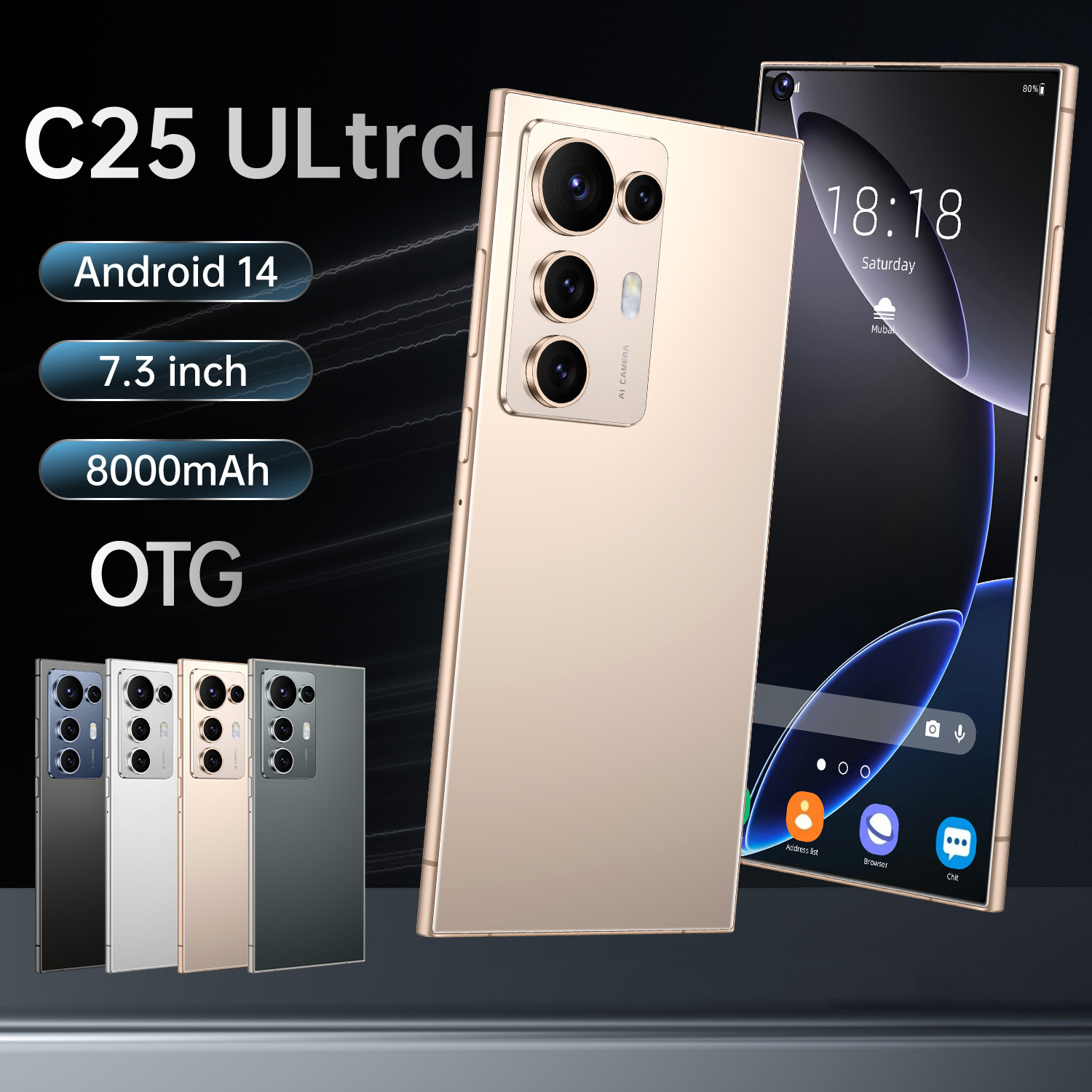 C25Ultra Cross-Border Android 12 Smartphone 7.3inch High-Definition Large Screen 3+32 Foreign Trade 4g Mobile Phone Factory