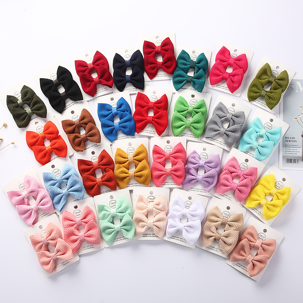 Daily Occasion Sweet Solid Color Bow Knot Cloth Hair Clip