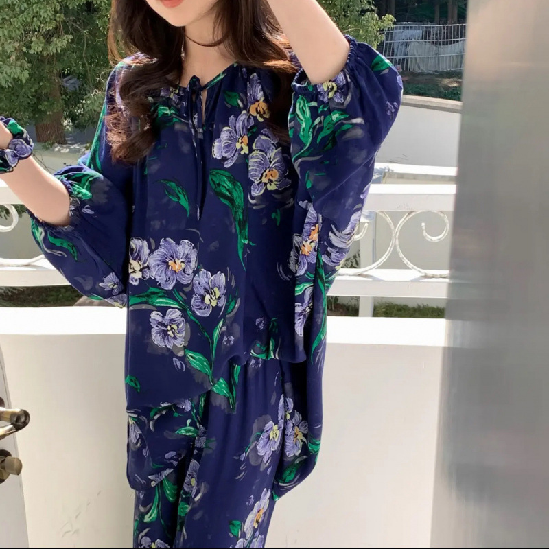 2025 高品質コットンシルクプルオーバーパジャマレディースパジャマ怠惰なスタイル空調服ホーム服女性の防蚊と日焼け止め|undefined