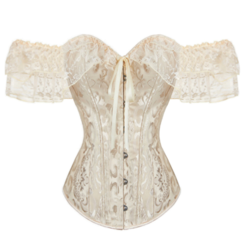 Lace-Trimmed Court-Style Corset with Side Breast Support, Tummy Control, Waist Cinching, Bust Gathering, Fishbone Bra, Shapewear Outerwear Top Lace-Trimmed Court-Style Corset with Side Breast Support, Tummy Control, Waist Cinching, Bust Gathering, Fishbone Bra, Shapewear Outerwear Top