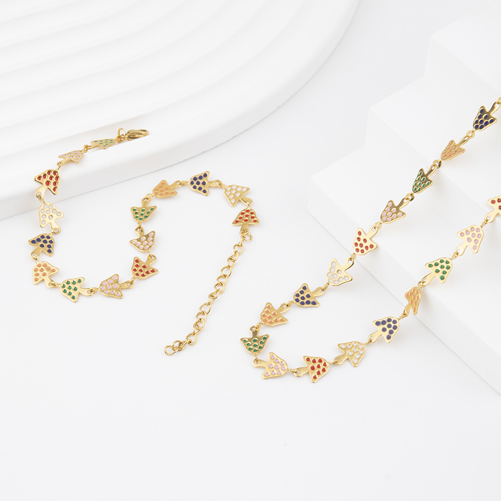 Creative accessory mushroom cloud collarbone chain necklace for women's minimalist temperament, painted drop glaze_voghion.com
