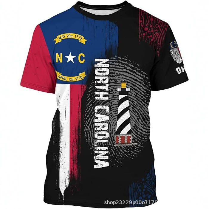 3D Printed Casual Round-Neck Short-Sleeve T-Shirt with Novelty Designs Representing States of the United States, Unisex Fashion Top 3D Printed Casual Round-Neck Short-Sleeve T-Shirt with Novelty Designs Representing States of the United States, Unisex Fashion Top