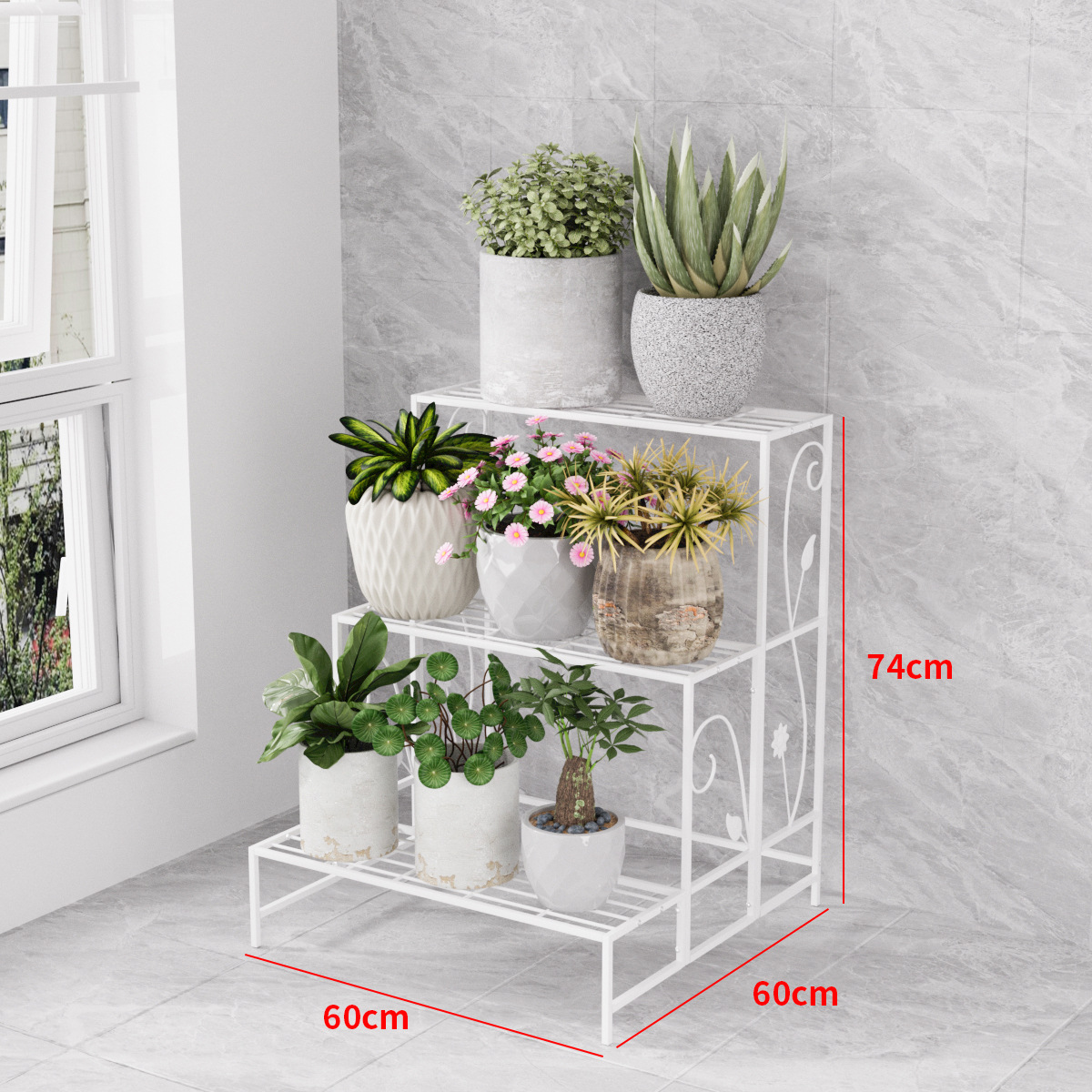 多層鉄段付きフラワーラック収納ラックバルコニーリビングルーム屋内床置き新しい多肉植物植木鉢フラワーラック