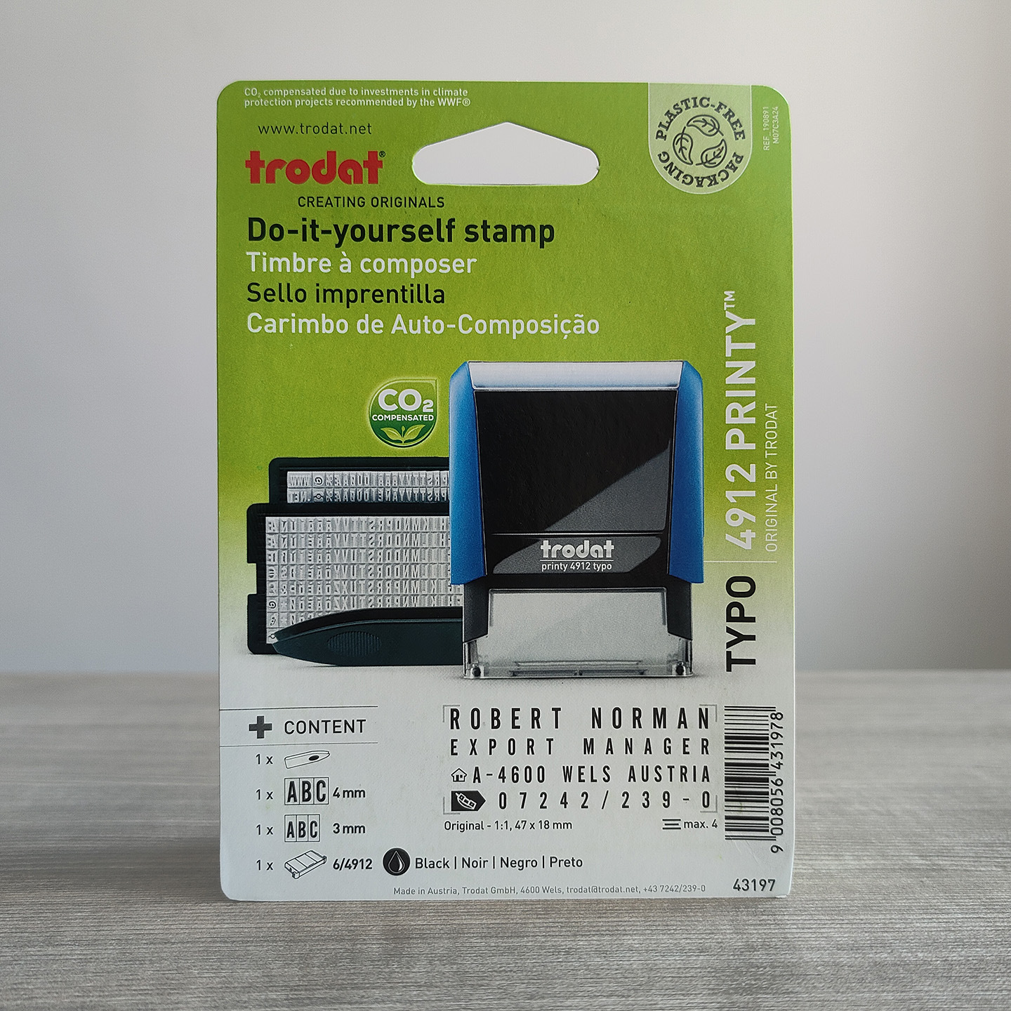 Sello de Tipos Móviles Combinables de Plástico Autoentintable, Combinable