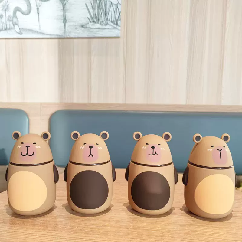 25年新款创意卡通可爱呆萌卡皮巴拉水杯耐热中硼硅双层隔热玻璃杯