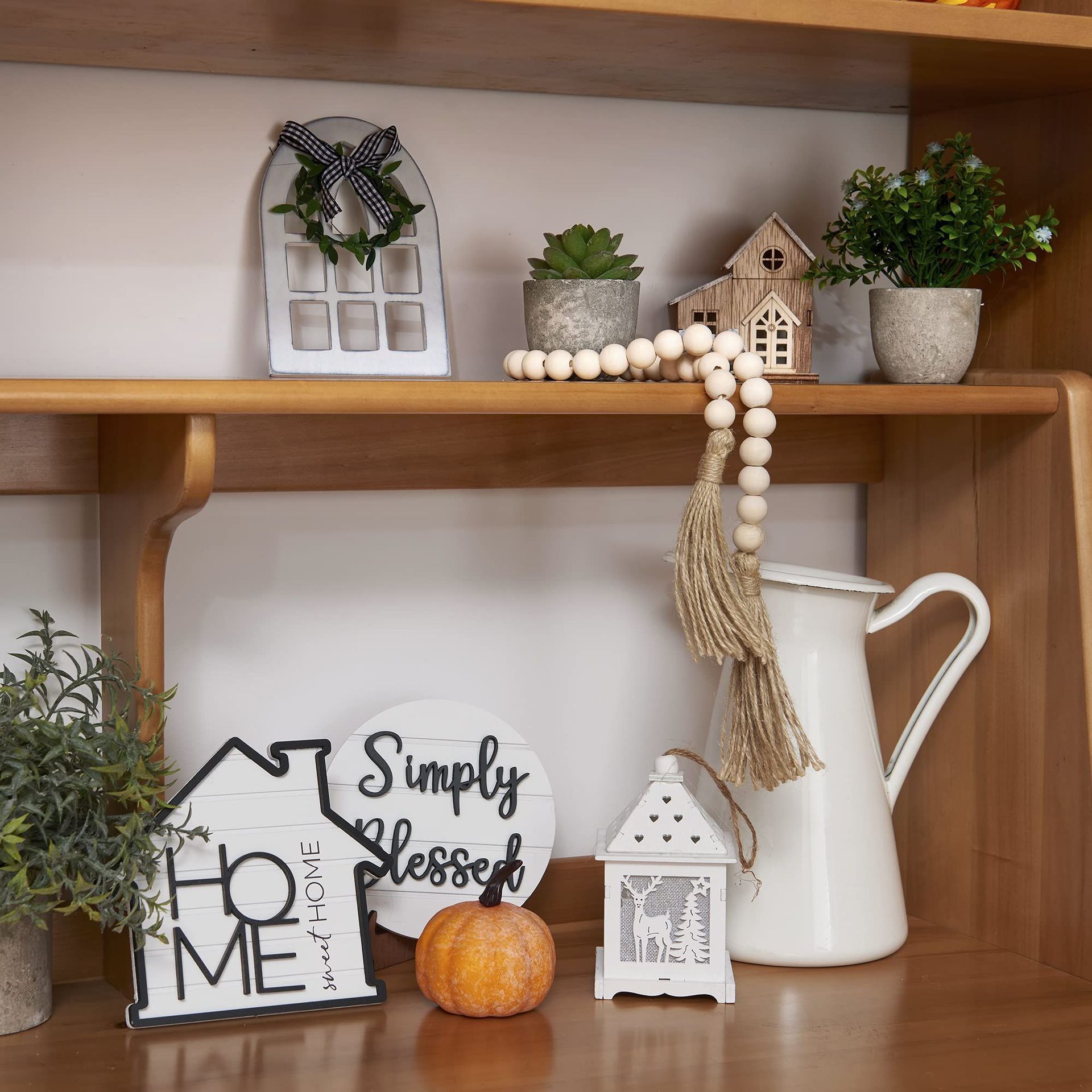 American style wooden countryside white layered tray farmhouse home kitchen decoration desktop craft pendant_voghion.com