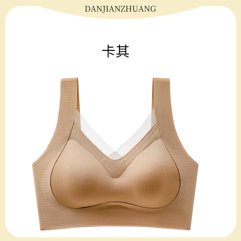 Seamless piel caliente anti-gravedad malla encaje ropa interior de las mujeres inalámbrico push-up soporte superior anti-exposición Correa belleza sujetador trasero