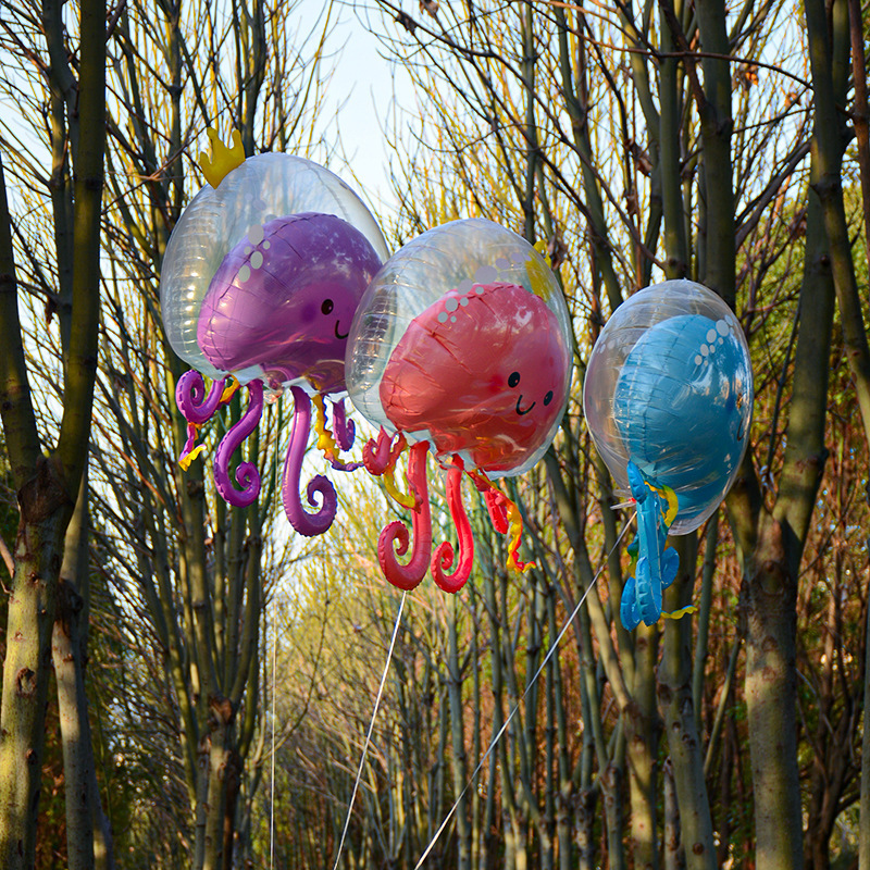 Nuevo globo de papel de aluminio de medusa grande de dibujos animados burbuja de forma especial helio bola flotante bola en la bola pulpo globo volador