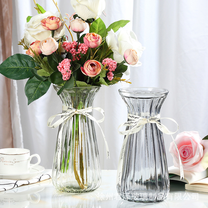 Free Shipping Colorfulful Waist Glass Vase Hydroponic Transparent Flower Arrangement High-End Ornaments Lily Rose Flower Dried Vase