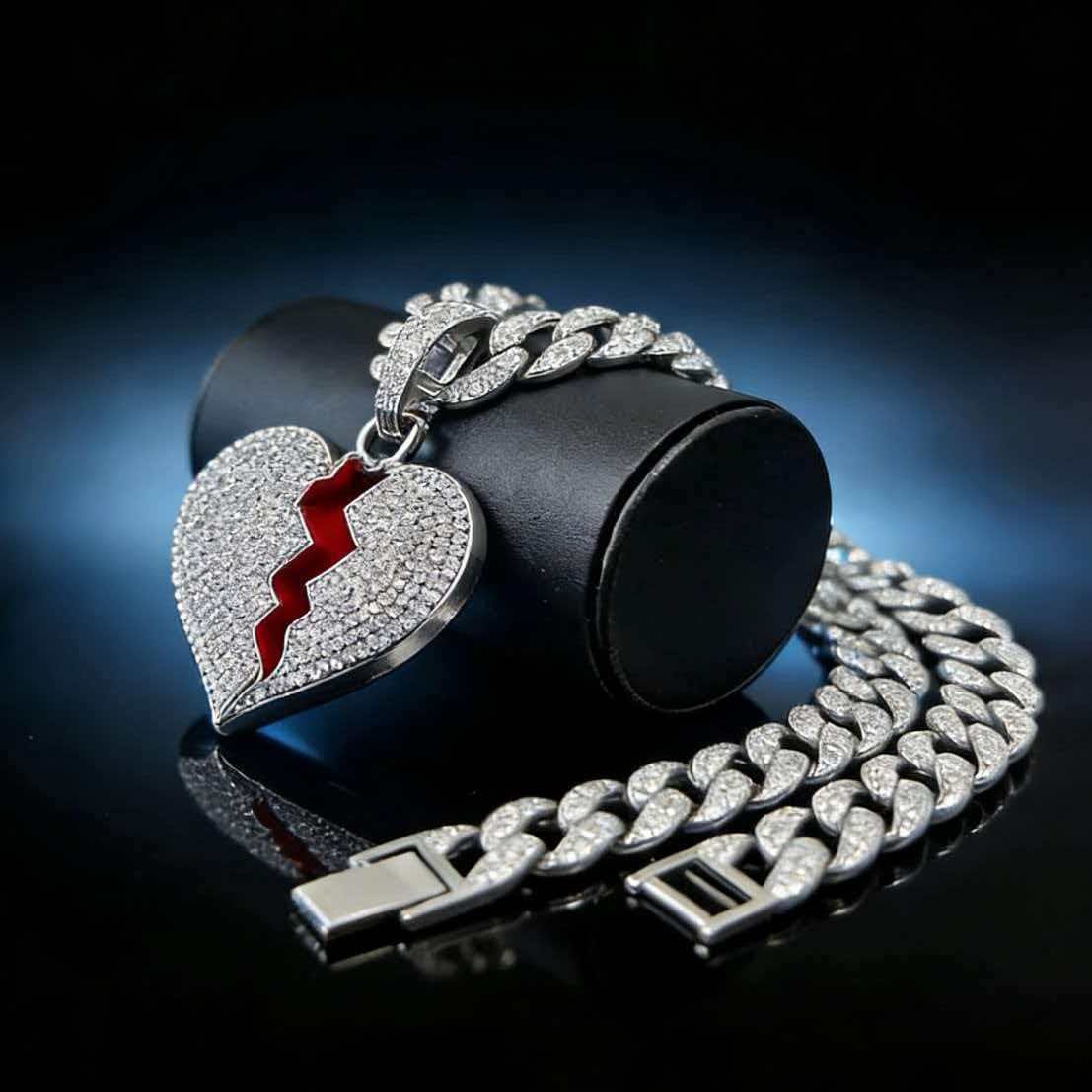 Calle Hip-Hop personalidad rompió rompiendo amor colgante cadena HIPHOP 15mm hebilla de reloj cadena cubana hombre