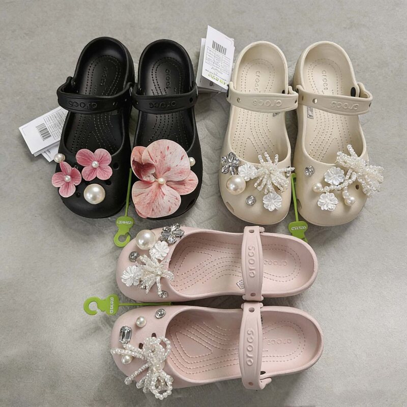 Original Crocs ballet clogs for men and women, leopard print Mary Jane summer closed-toe slip-on sandals
