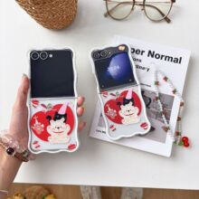 适用Galaxy zflip7可爱小熊黑猫手机壳三星zflip4/5/6代折叠软壳