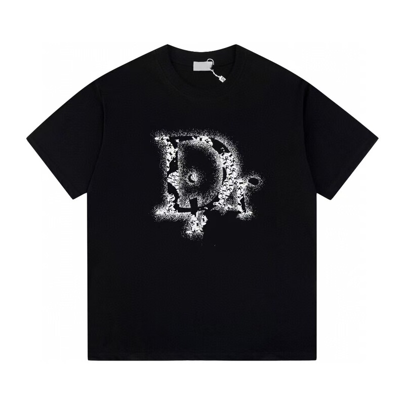 クロスボーダー 25ssCD ホームファッションブランド春夏新作落書きペイントレタープリントユニセックス純綿半袖Tシャツ|undefined